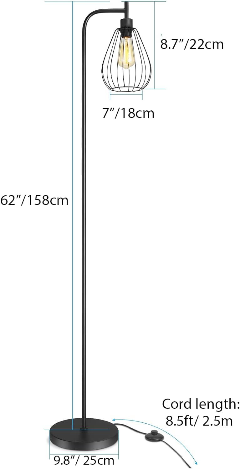 Industrial Black Wire Cage Teardrop Floor Lamp, GF01