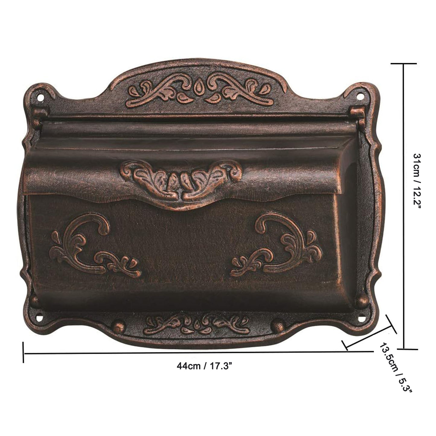 Bellucci Antique Bronze Finish Cast Aluminum Wall Mounted Mailbox, SB12