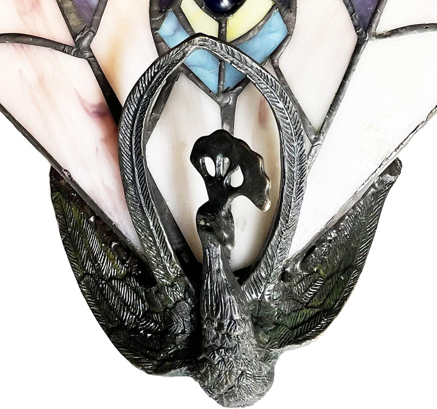 Fine Art Living Tiffany Style 14"W Peacock Wall Sconce, Bronze, ZW1425