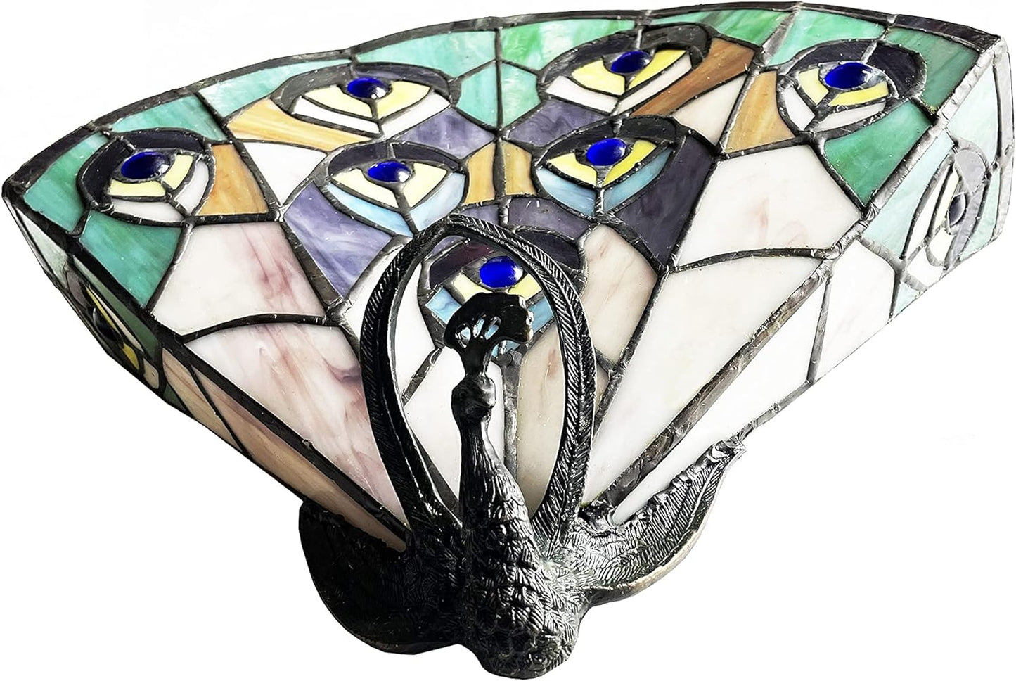 Fine Art Living Tiffany Style 14"W Peacock Wall Sconce, Bronze, ZW1425