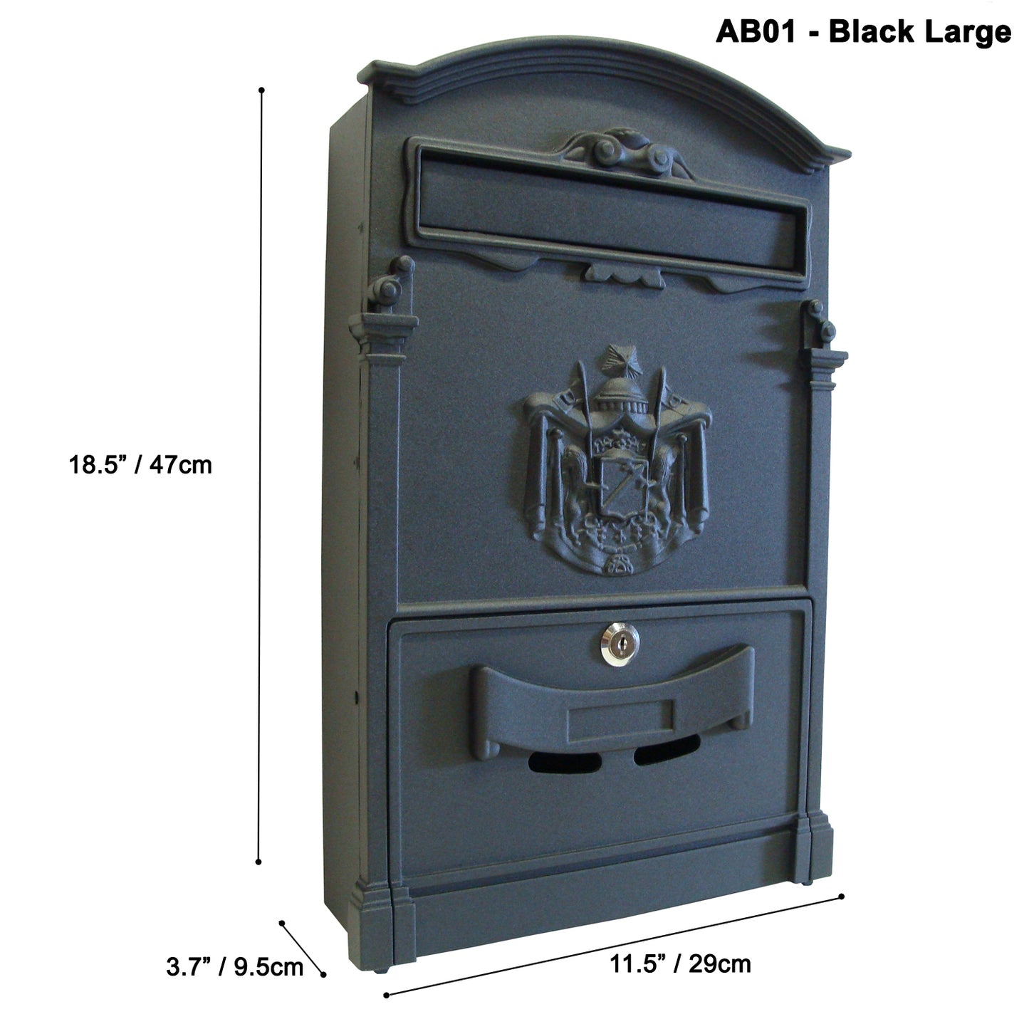 Barcelona Locking Cast Aluminum Mailbox, Matte Black, AB01L