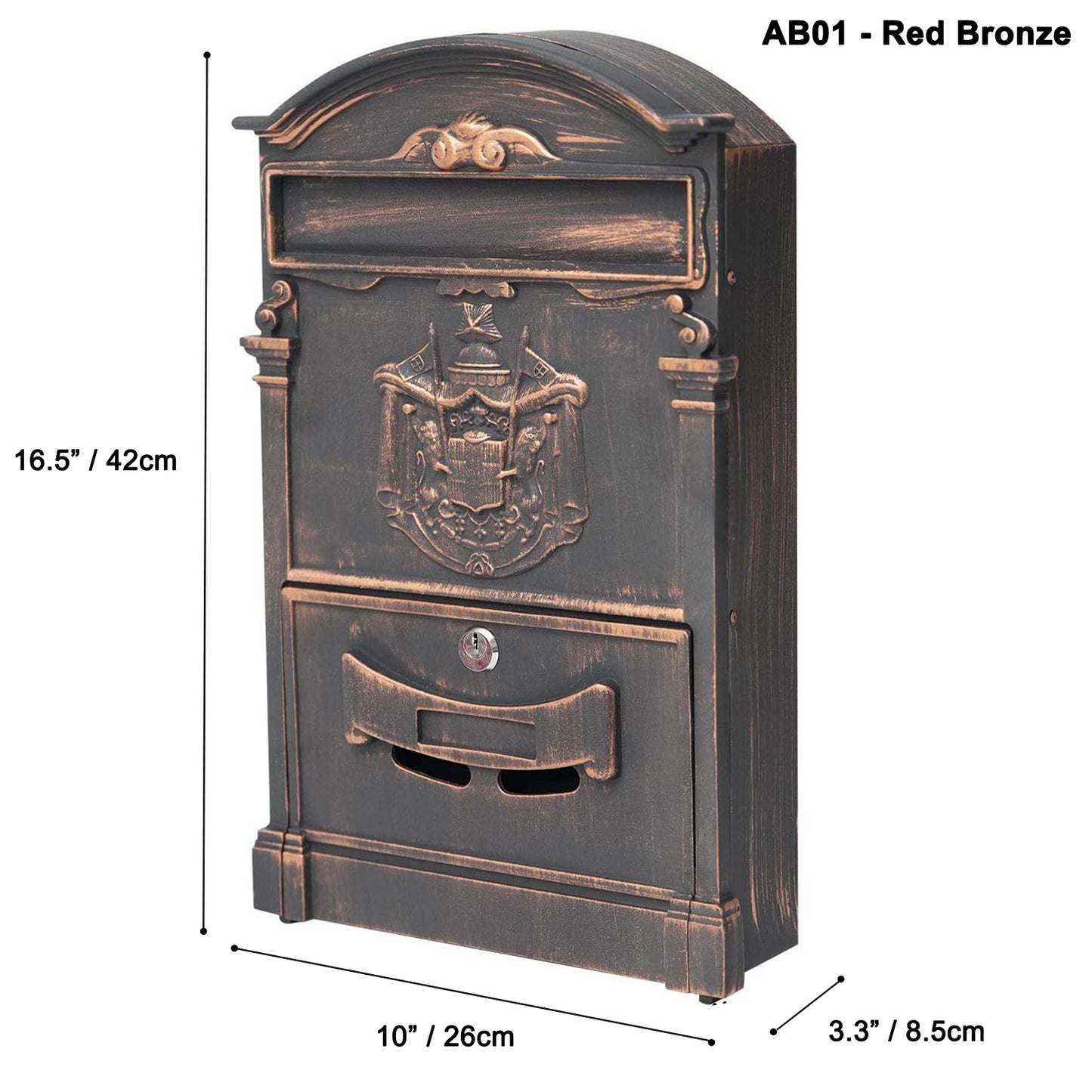 Barcelona Locking Cast Aluminum Mailbox, Red Bronze, ME01R