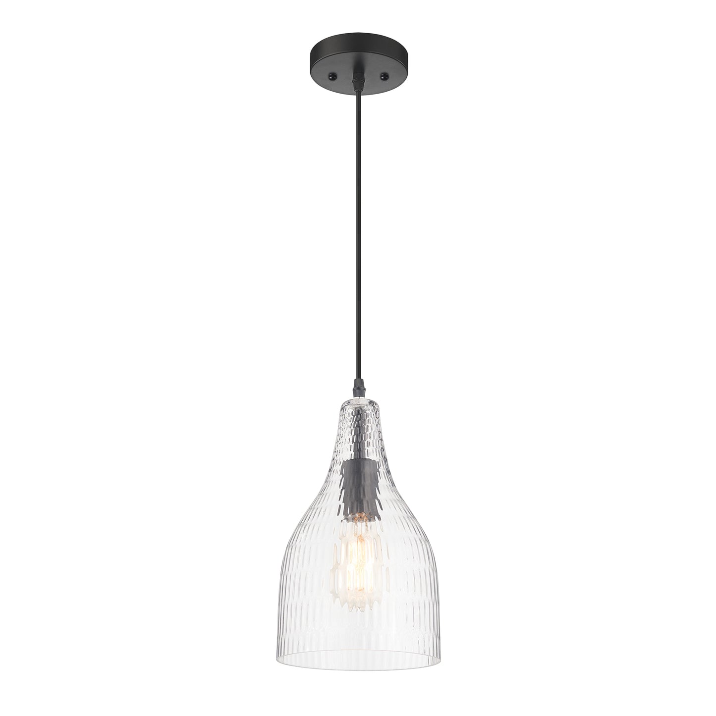 Massimo Modern Glass Pendant Hanging Light Fixture, Matte Black, GH22