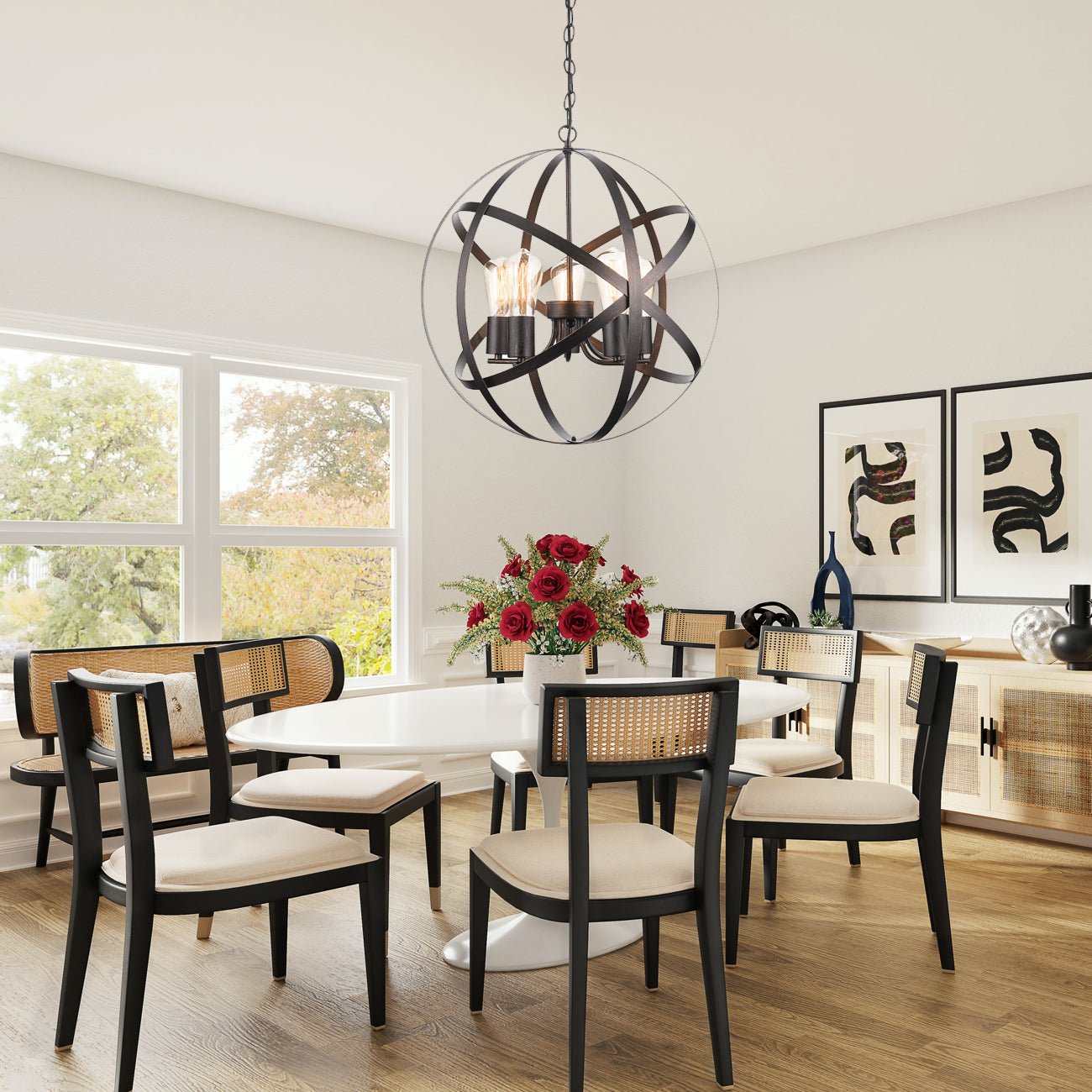 Armetta Industrial Globe Chandelier Hanging Light Fixture, GH509