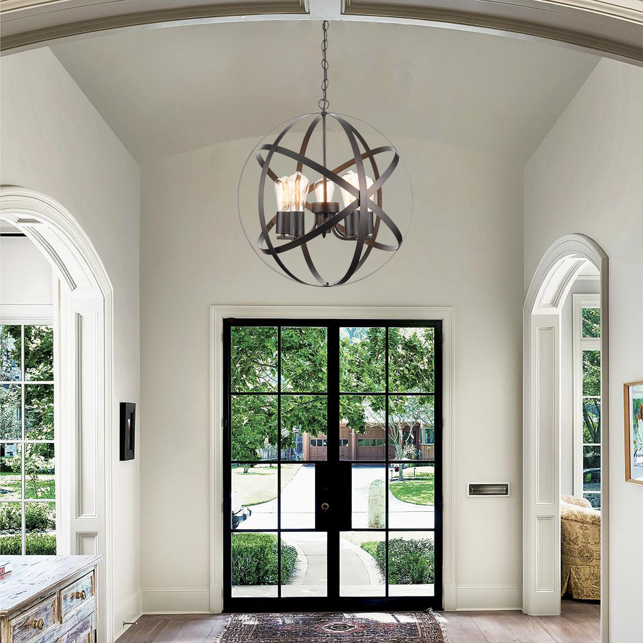Armetta Industrial Globe Chandelier Hanging Light Fixture, GH509