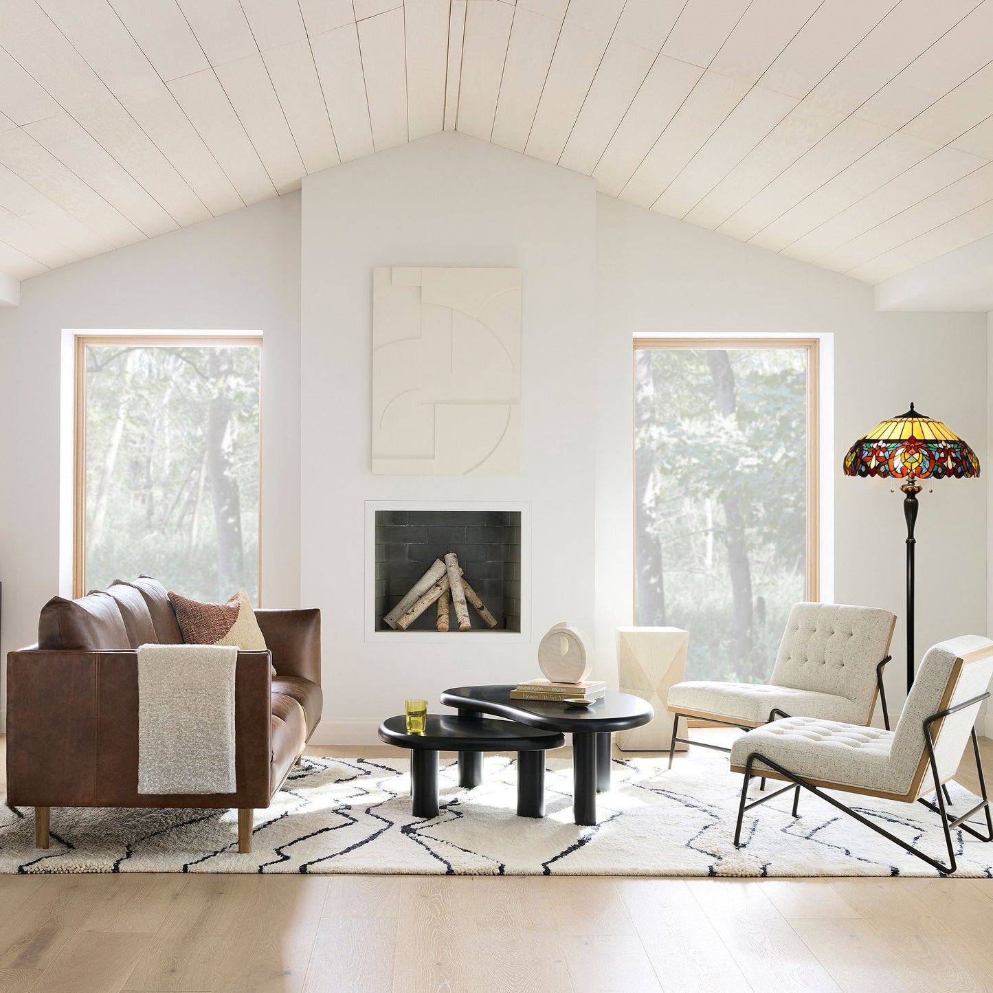 Delphinium Victorian Style Floor Lamp, Floral Tiffany-Style Stained Glass JF2082