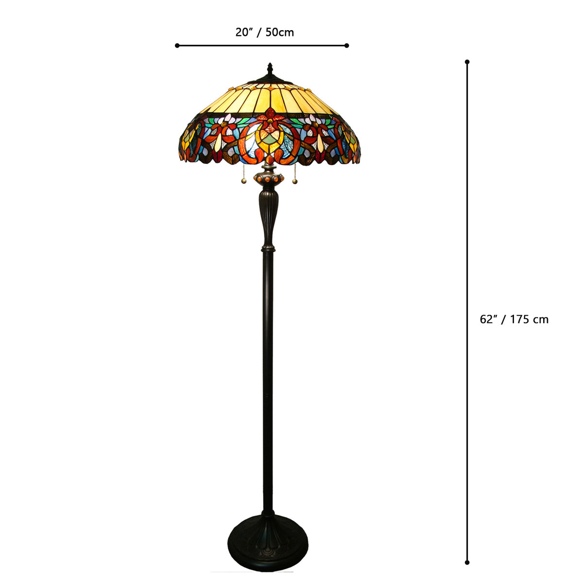 Delphinium Victorian Style Floor Lamp, Floral Tiffany-Style Stained Glass JF2082