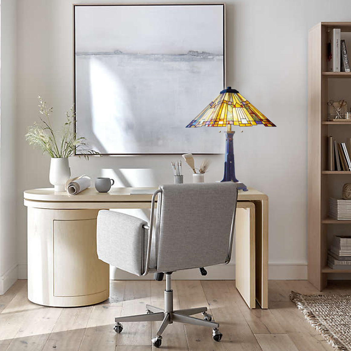 Palma Mission Style Tiffany Table Lamp, JM1628