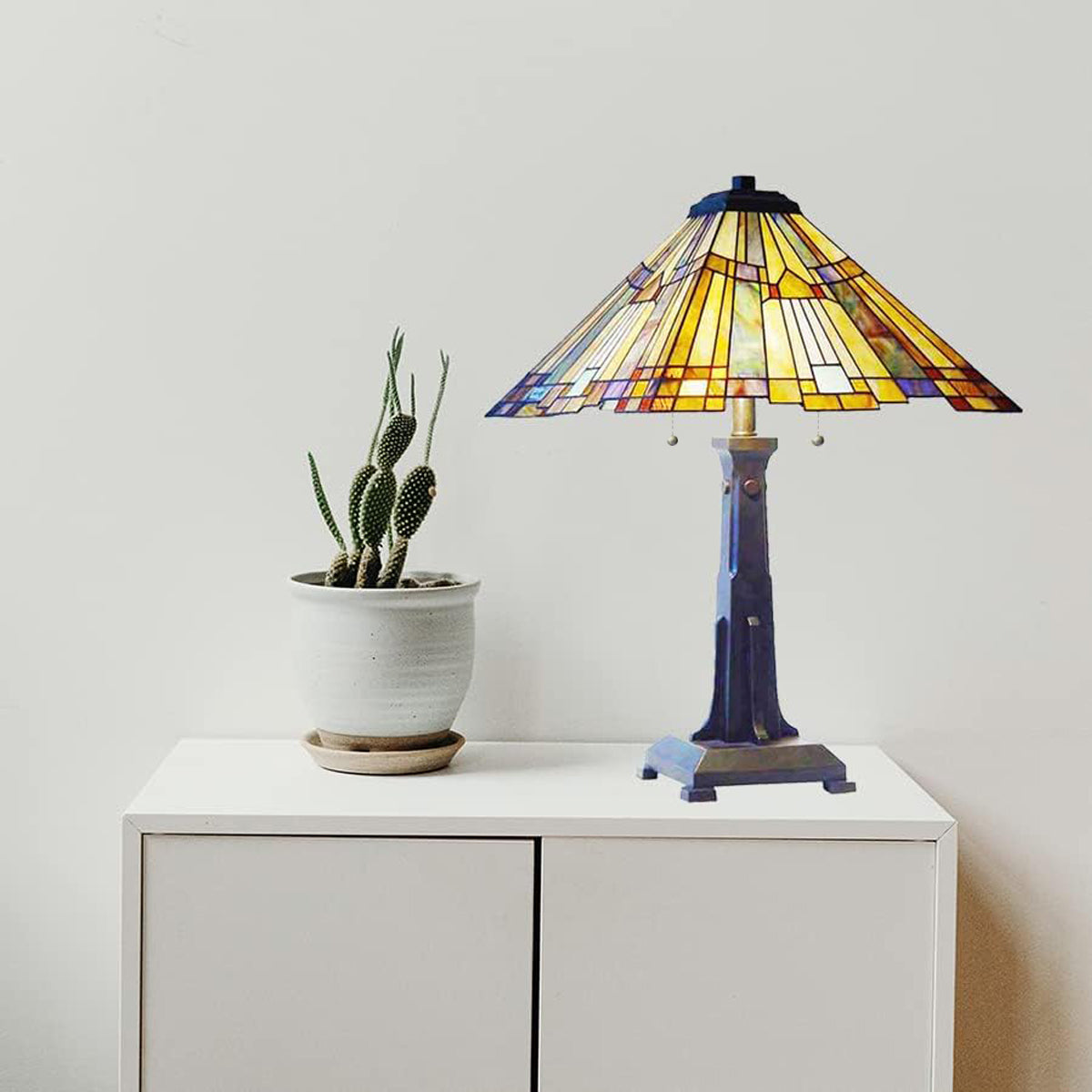 Palma Mission Style Tiffany Table Lamp, JM1628