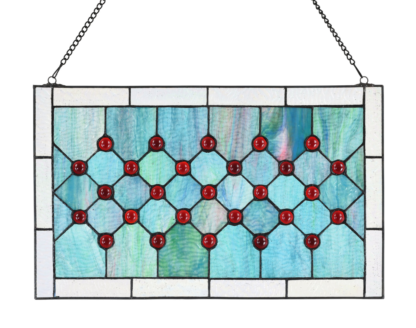 Ocean Gem Tiffany style Stained Glass Hanging Window Panel, KP204