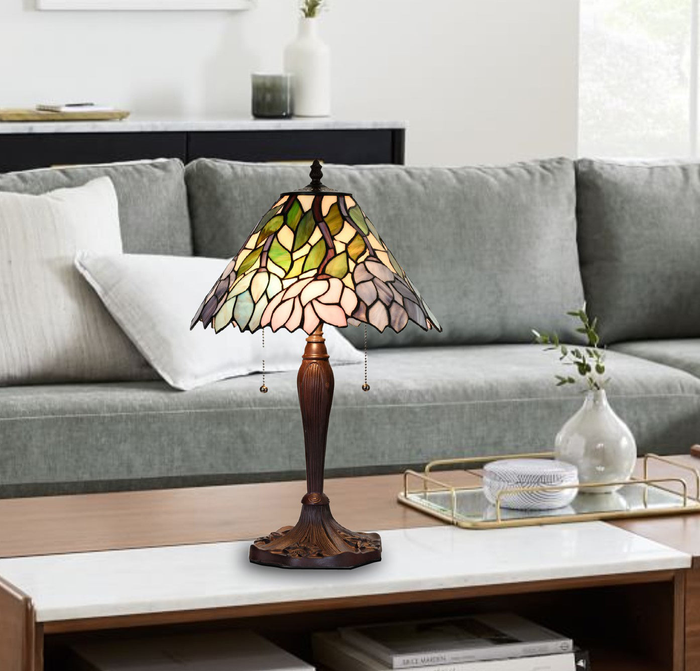 Azalea Stained Glass Table Lamp, KT1408