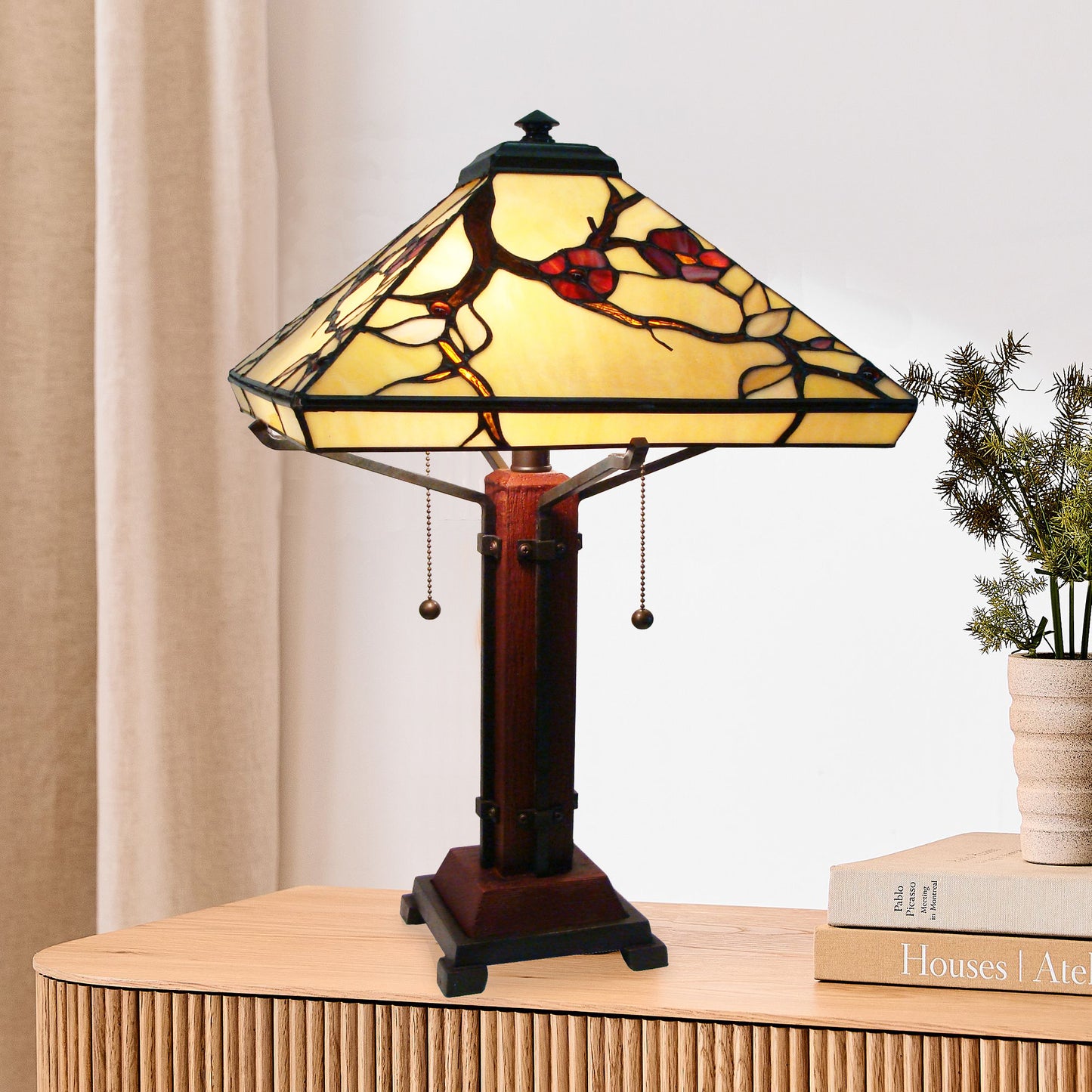 Cherry Blossom Mission Tiffany Style Table Lamp, M1698