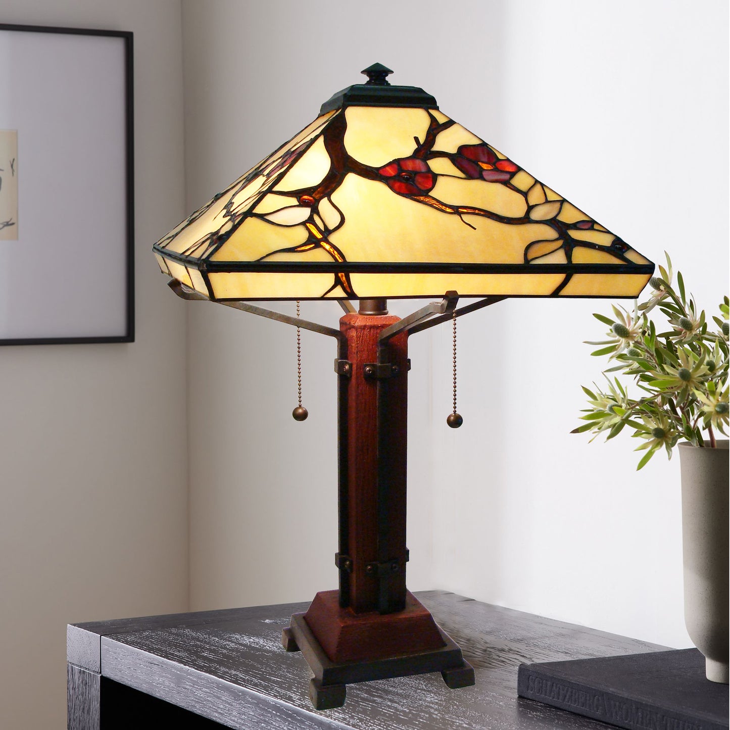 Cherry Blossom Mission Tiffany Style Table Lamp, M1698