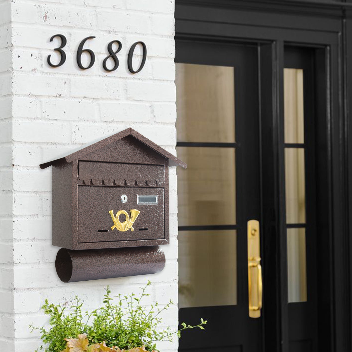 Lucerne Steel Wall Mounted Locking Mailbox, Bronze, SB15