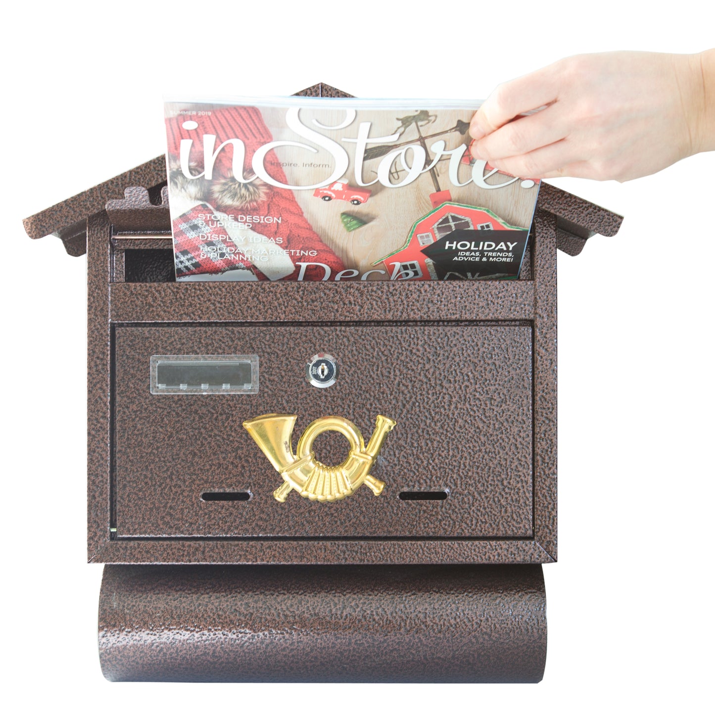 Lucerne Steel Wall Mounted Locking Mailbox, Bronze, SB15