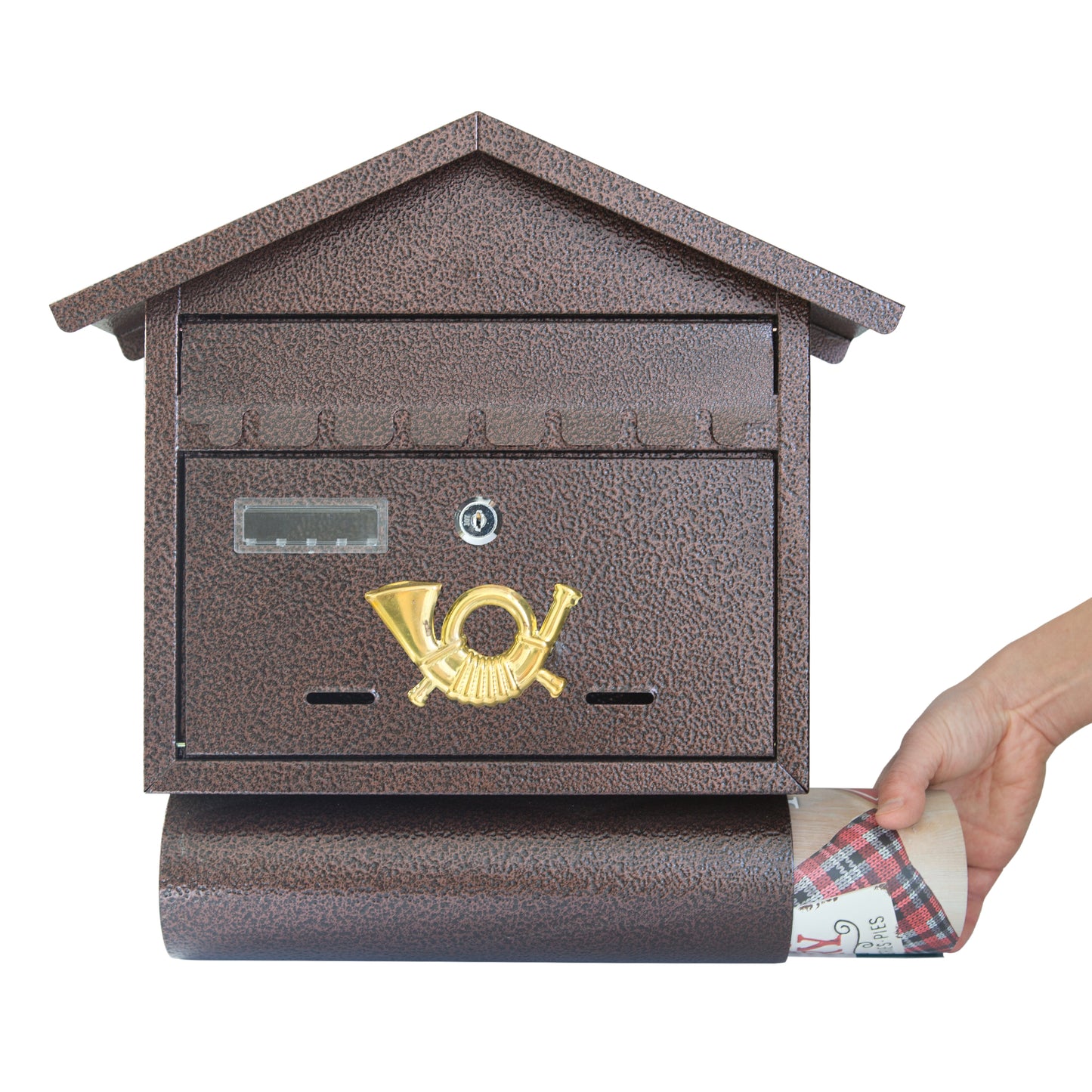 Lucerne Steel Wall Mounted Locking Mailbox, Bronze, SB15