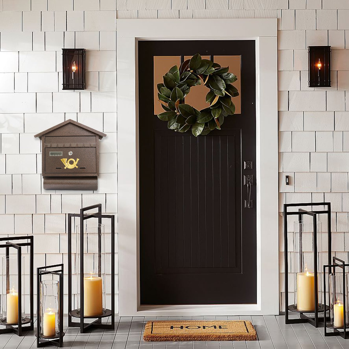 Lucerne Steel Wall Mounted Locking Mailbox, Bronze, SB15
