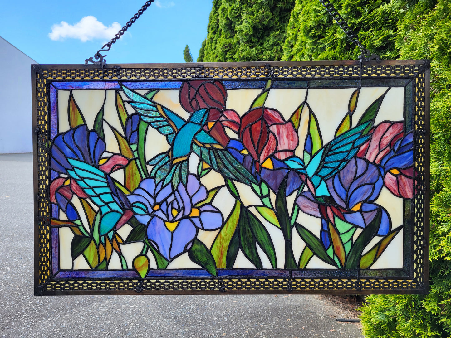 Flight of The Hummingbirds Stained Glass Window Panel, ZP488