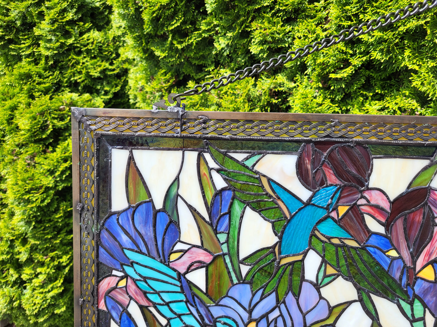 Flight of The Hummingbirds Stained Glass Window Panel, ZP488