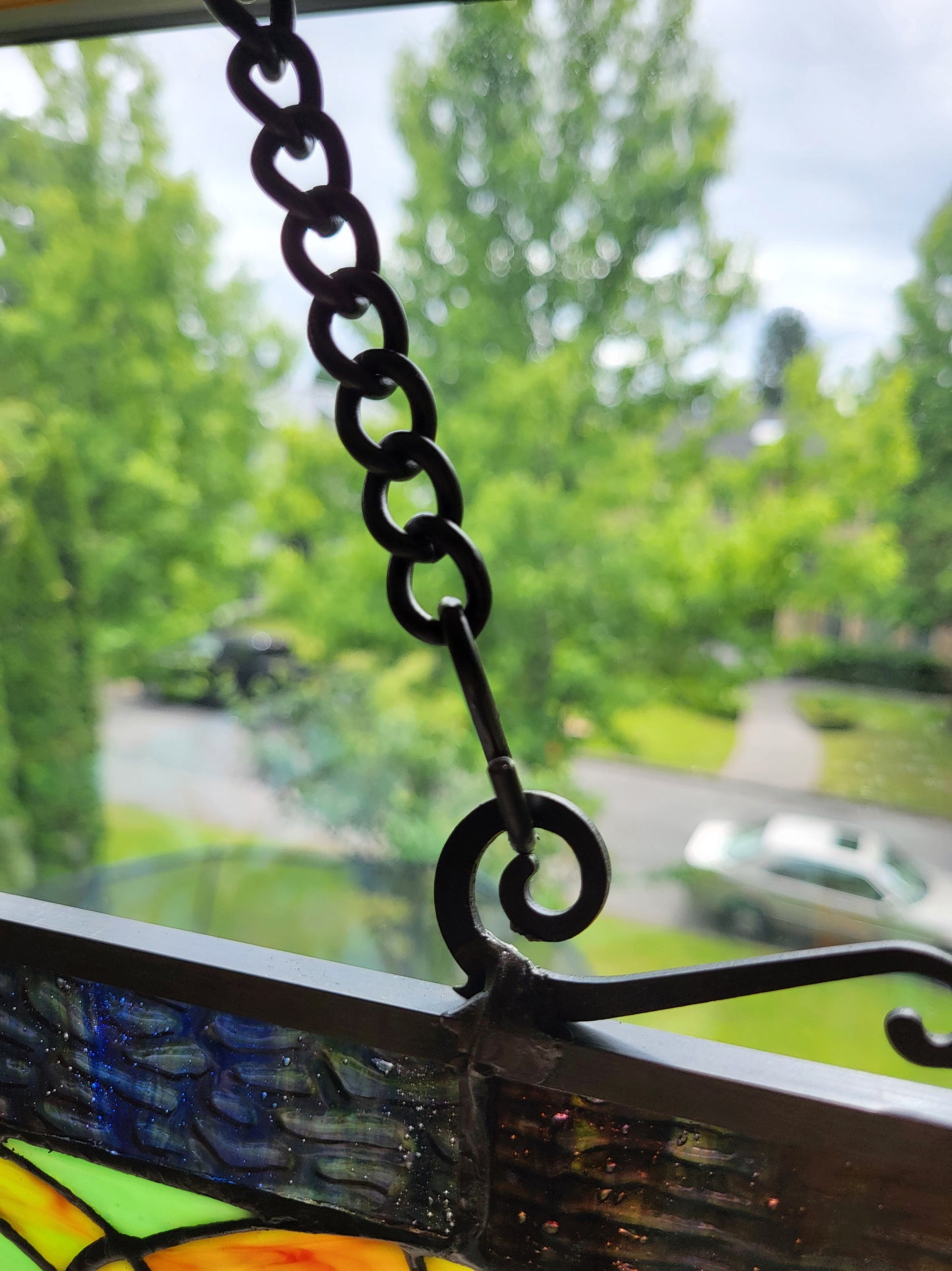 Petunia Stained Glass Hanging Window Panel, JP92