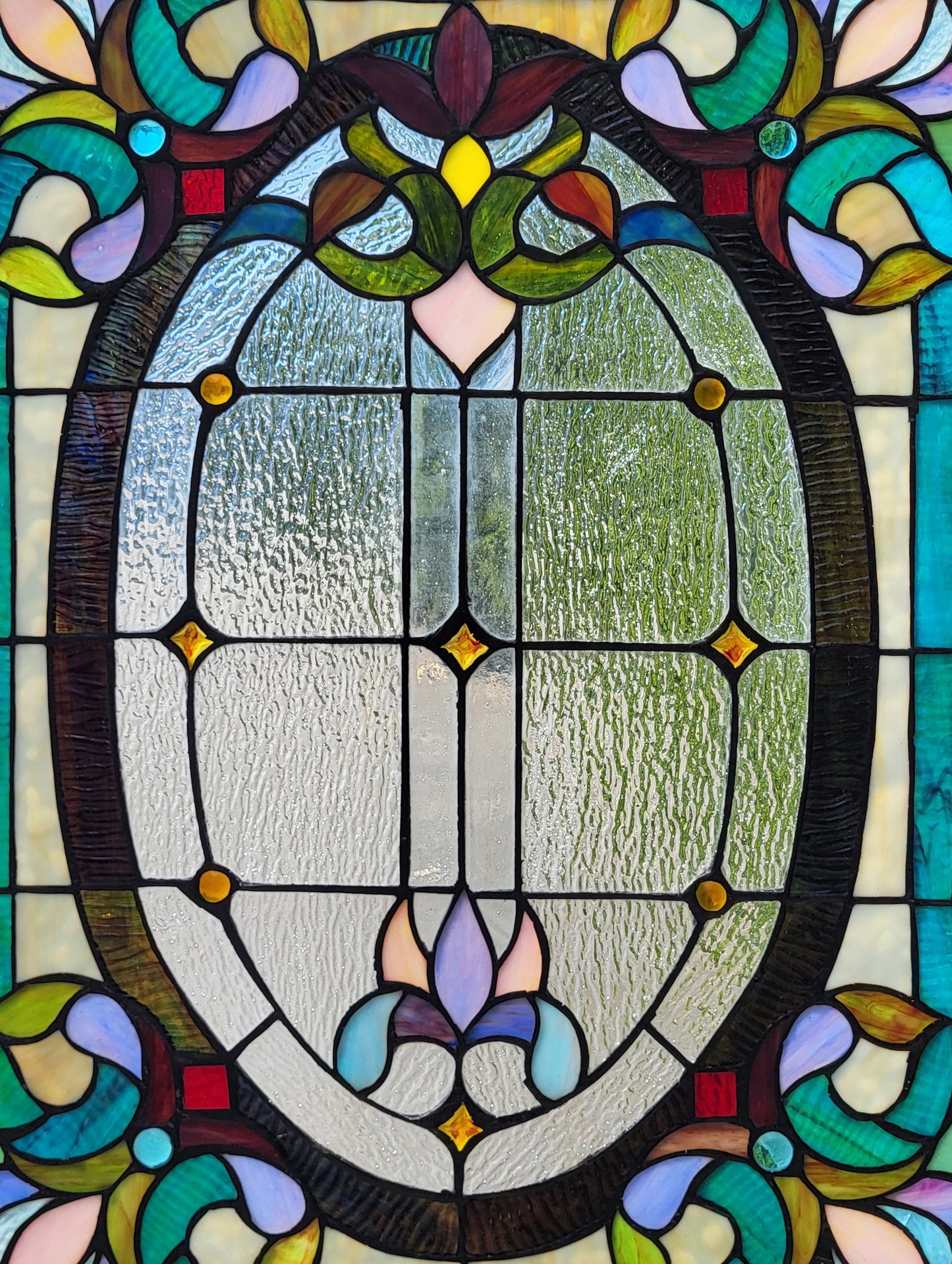 Pond Lily Tiffany Stained Glass Window Panel, JP93