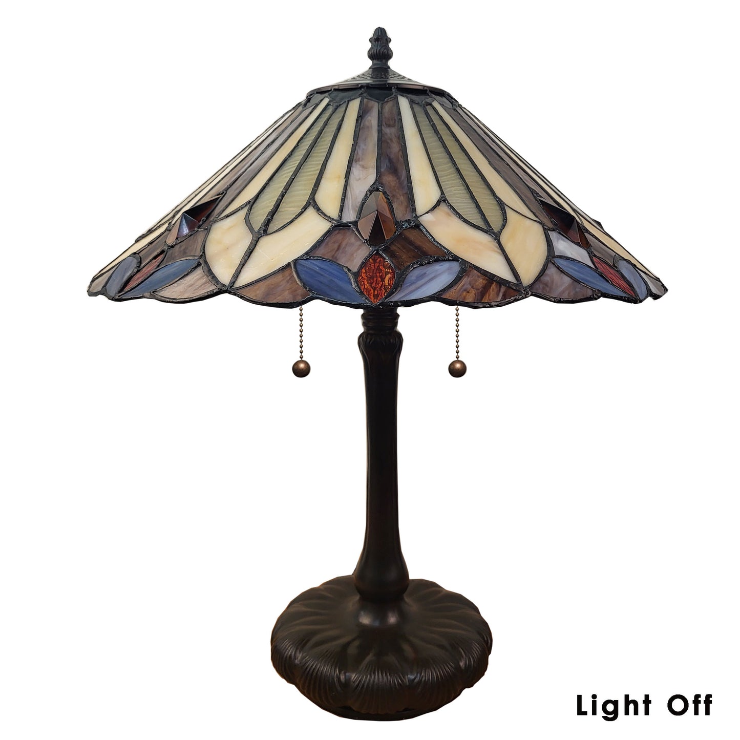 Vintage Stained Glass Table Lamp (16.5" D x 21.5" H) – T1621