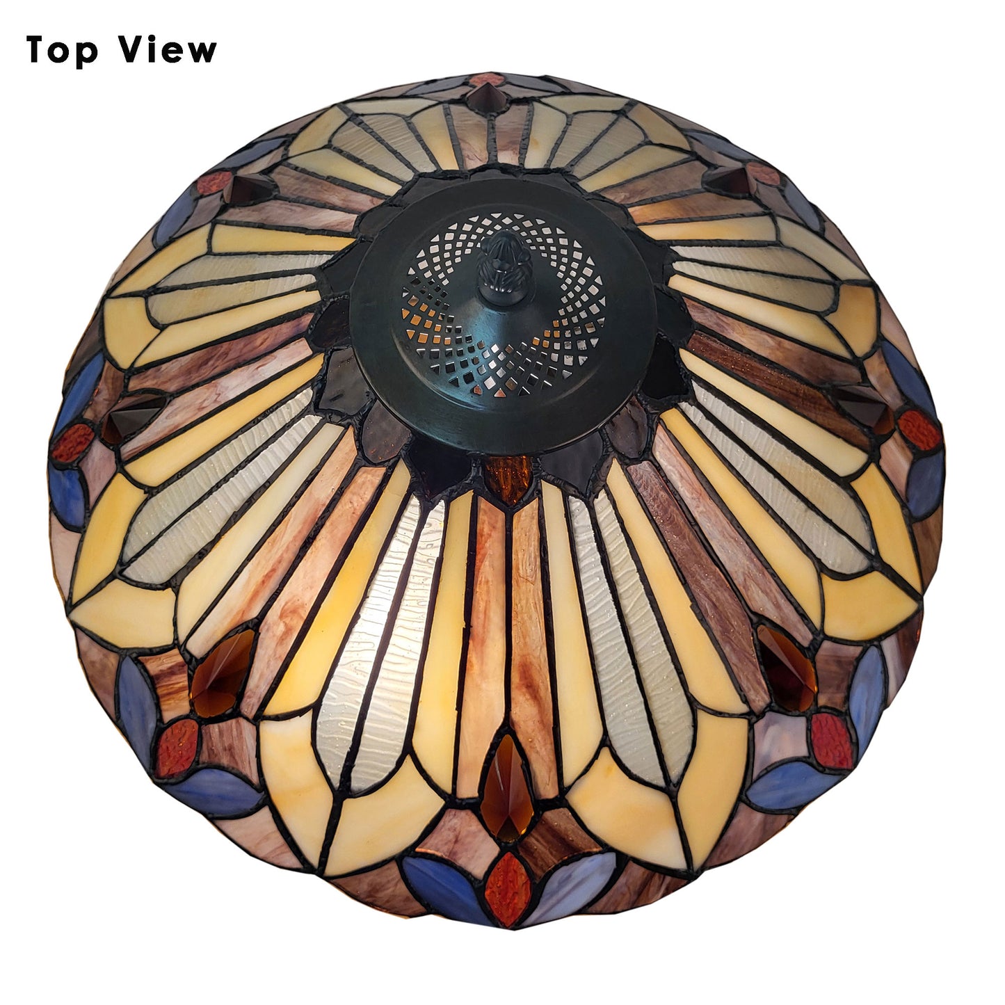 Vintage Stained Glass Table Lamp (16.5" D x 21.5" H) – T1621