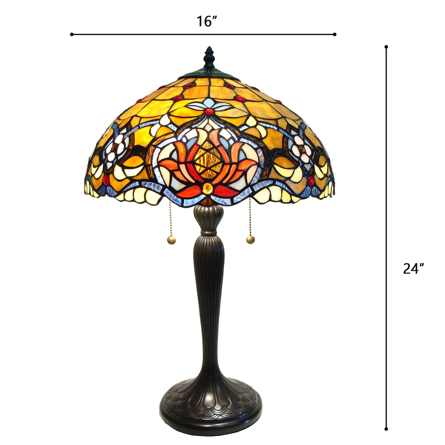 Petunia Stained Glass Tiffany Style Table Lamp, T1642