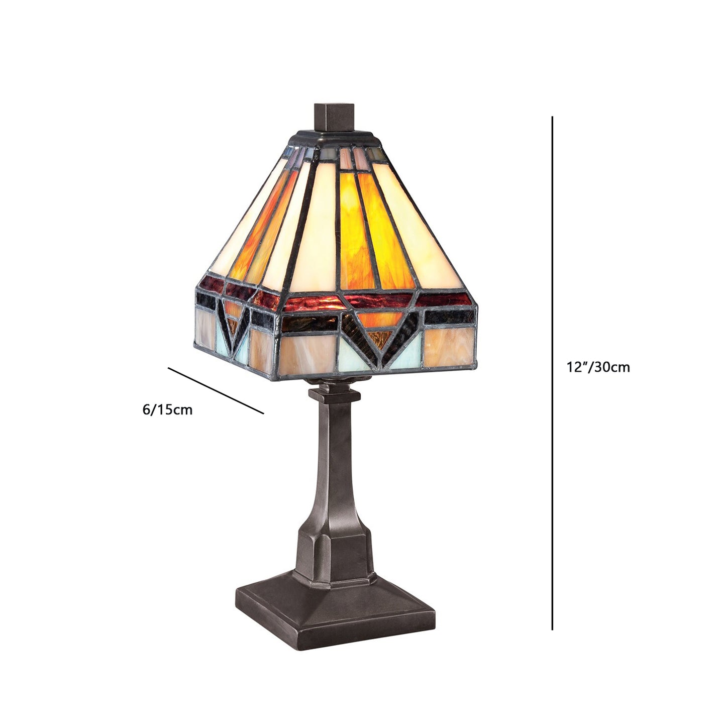 Nouveau Mini Tiffany Style Table Lamp, 84 Glass Cuts, T614