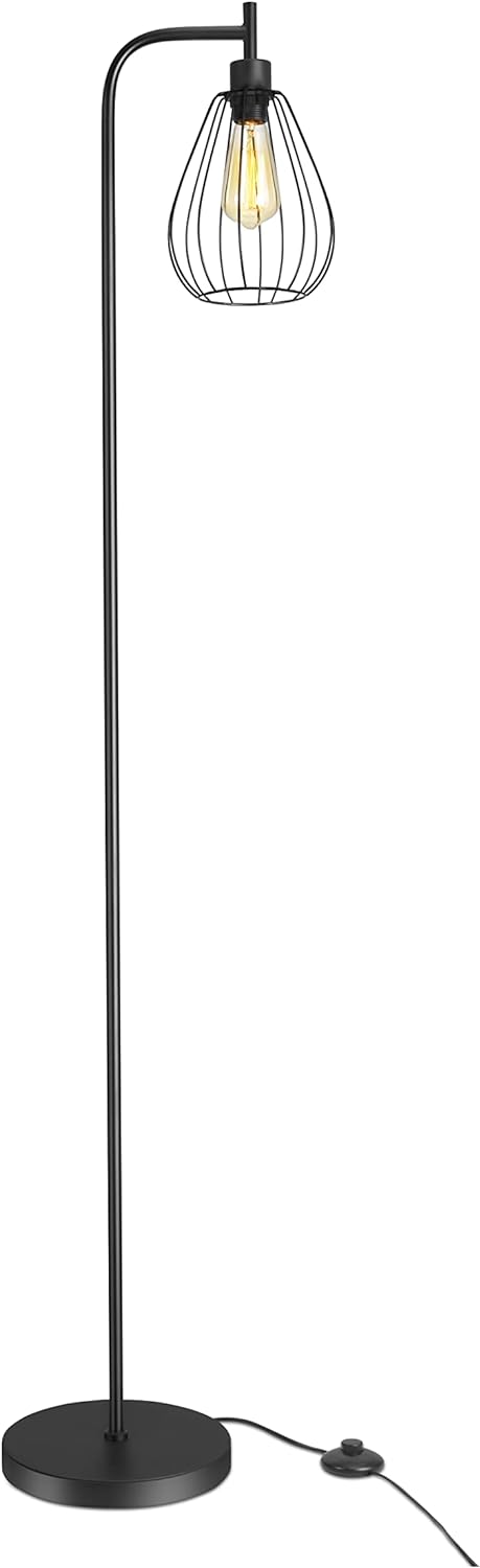 Industrial Black Wire Cage Teardrop Floor Lamp, GF01