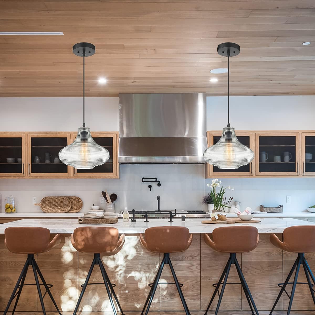 Tavira Modern Glass Pendant Hanging Light Fixture, GH57B