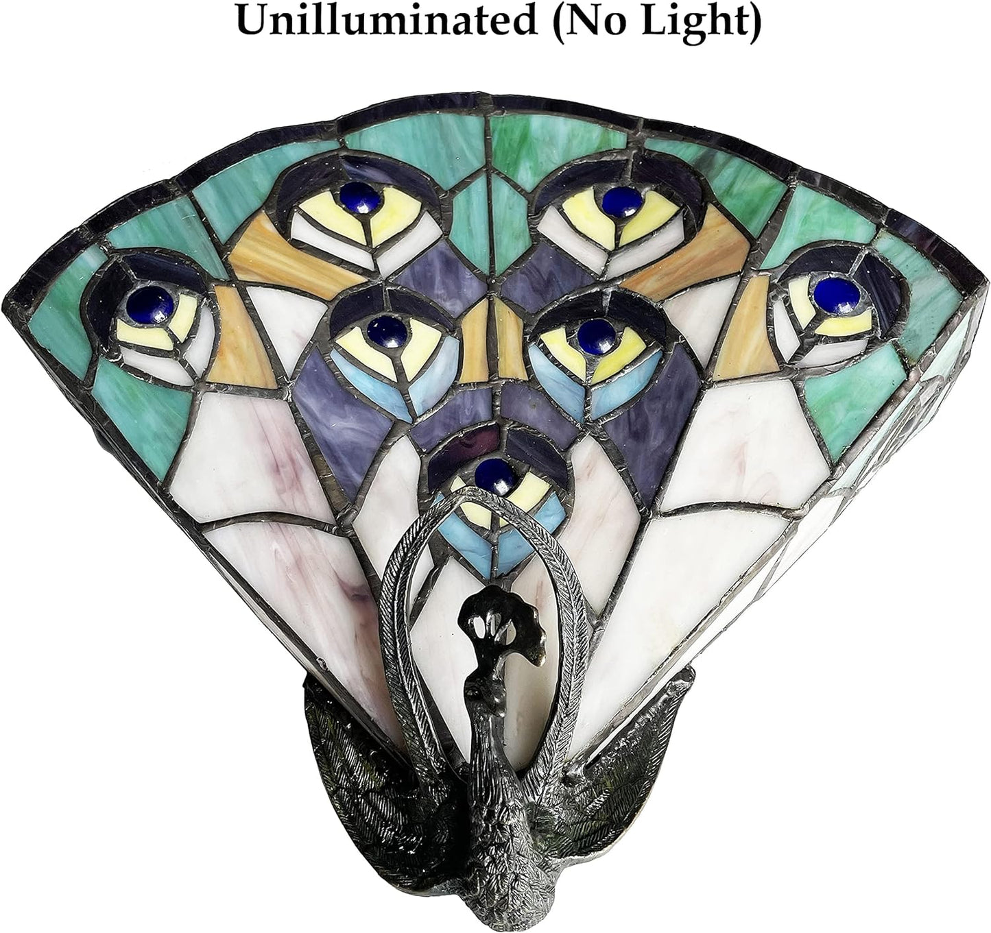 Fine Art Living Tiffany Style 14"W Peacock Wall Sconce, Bronze, ZW1425