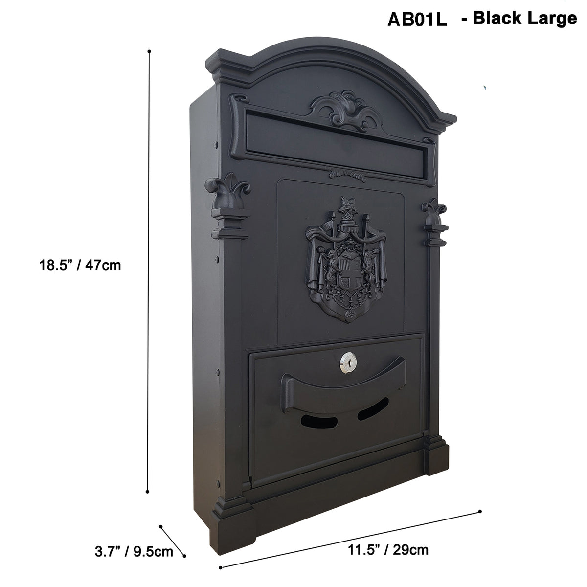 Barcelona Locking Cast Aluminum Mailbox, Matte Black, AB01L