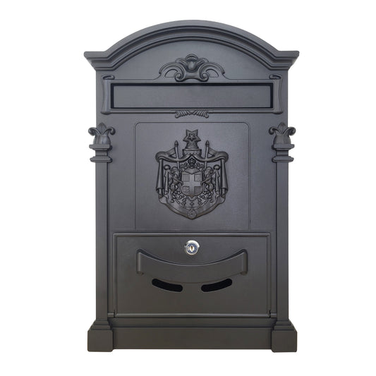 Barcelona Locking Cast Aluminum Mailbox, Matte Black, AB01L