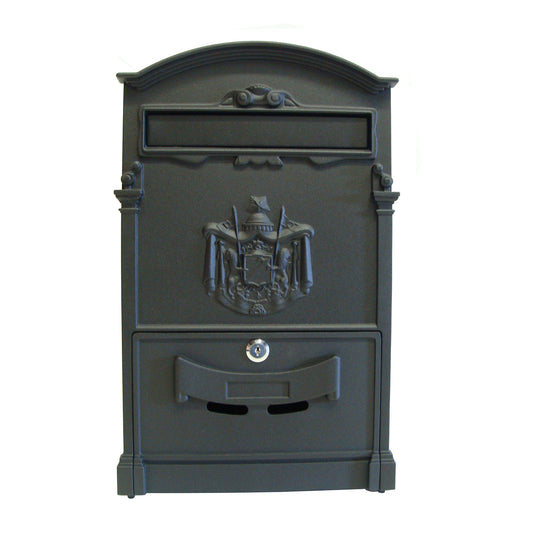 Barcelona Locking Cast Aluminum Mailbox, Matte Black, AB01L