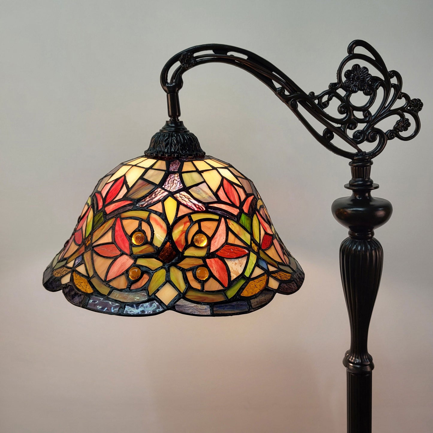 Verona Tiffany Style Stained Glass Arched Floor Lamp, F1220