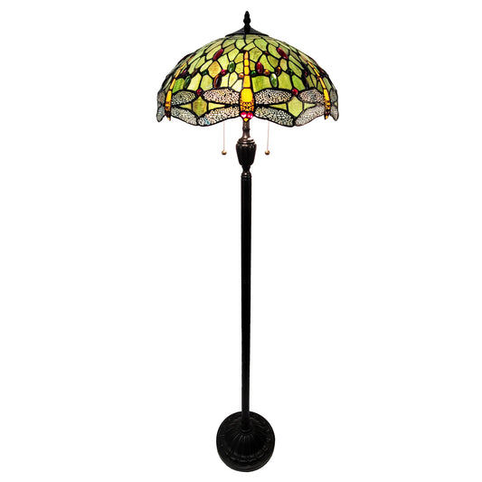Tiffany Style Dragonfly Floor Lamp - Green - F1859
