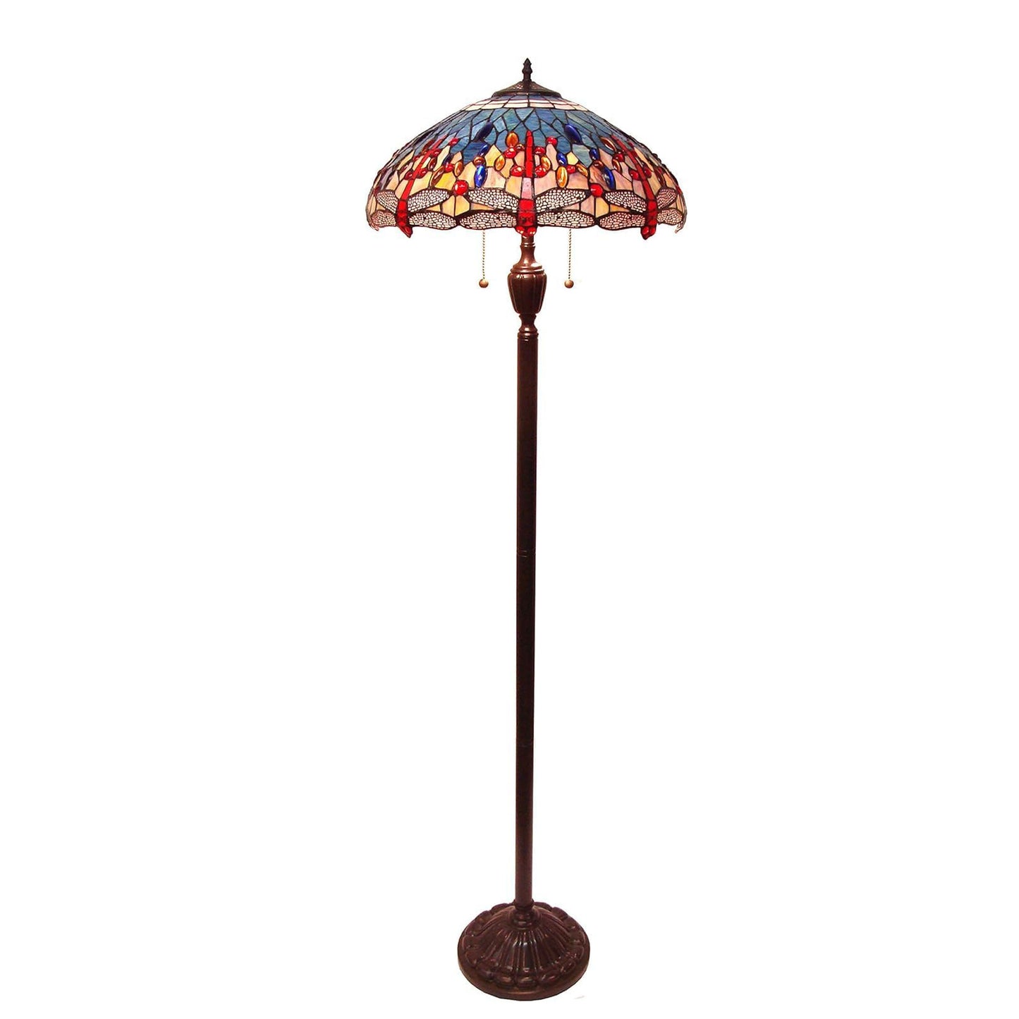Stained Glass Tiffany Dragonfly Floor Lamp - F1894