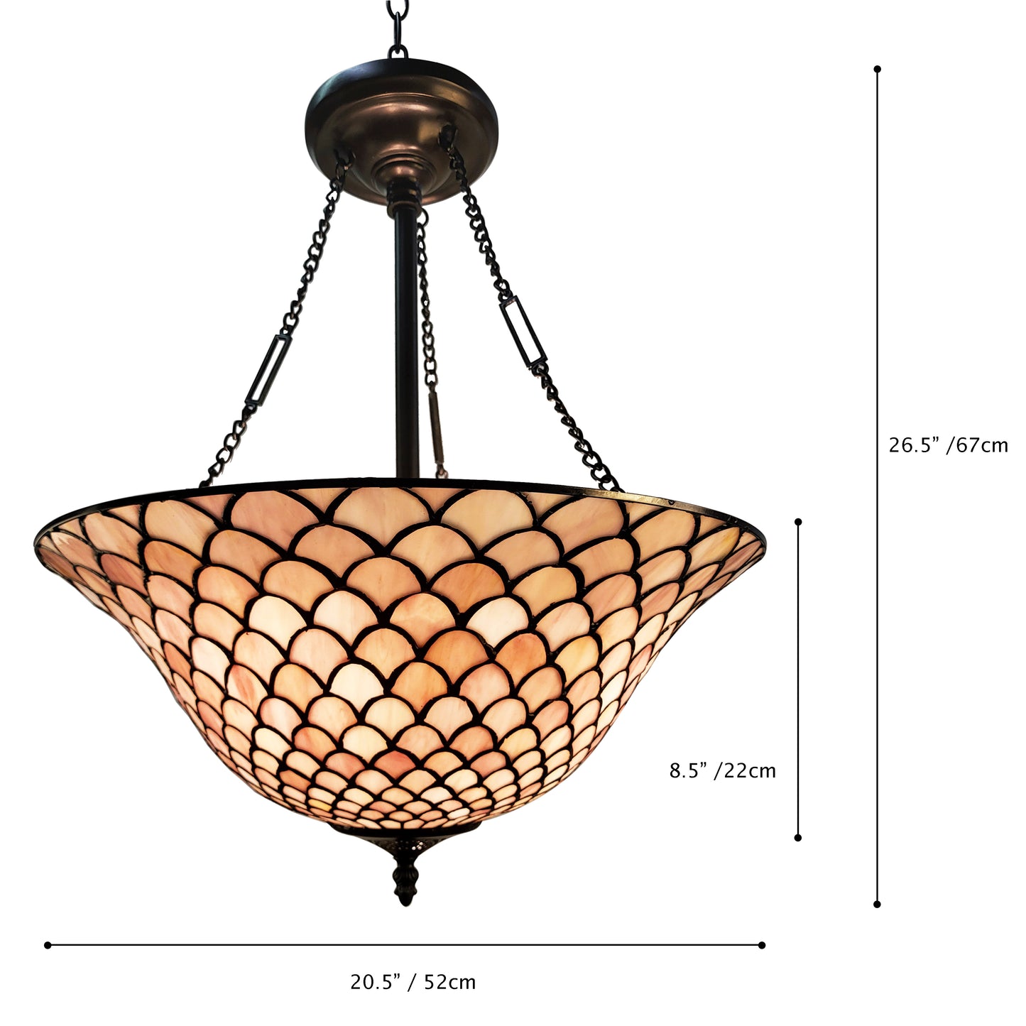 Tiffany Stained Glass Hanging Lamp in Vintage Bronze - H2016