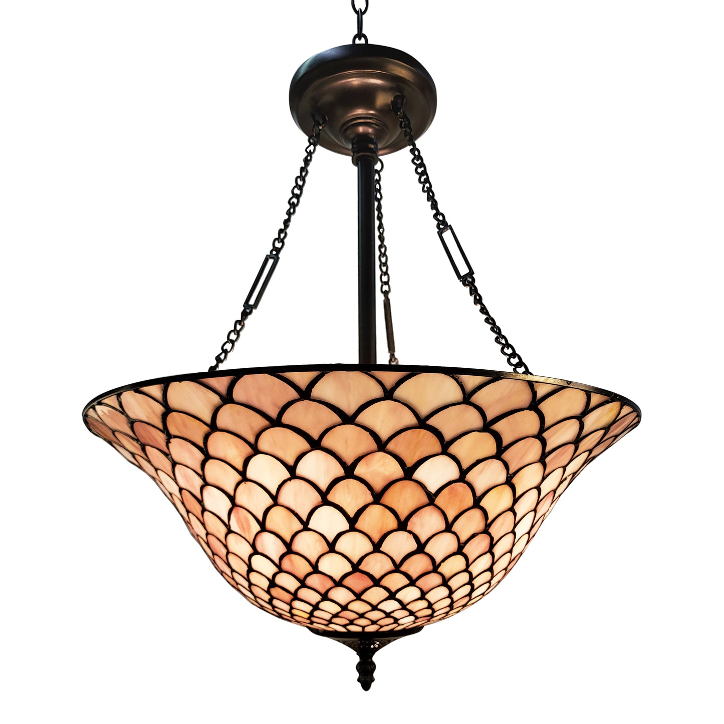 Tiffany Stained Glass Hanging Lamp in Vintage Bronze - H2016