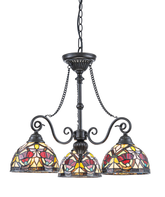 Tiffany Stained Glass 3-Light Glass Chandelier - H2556