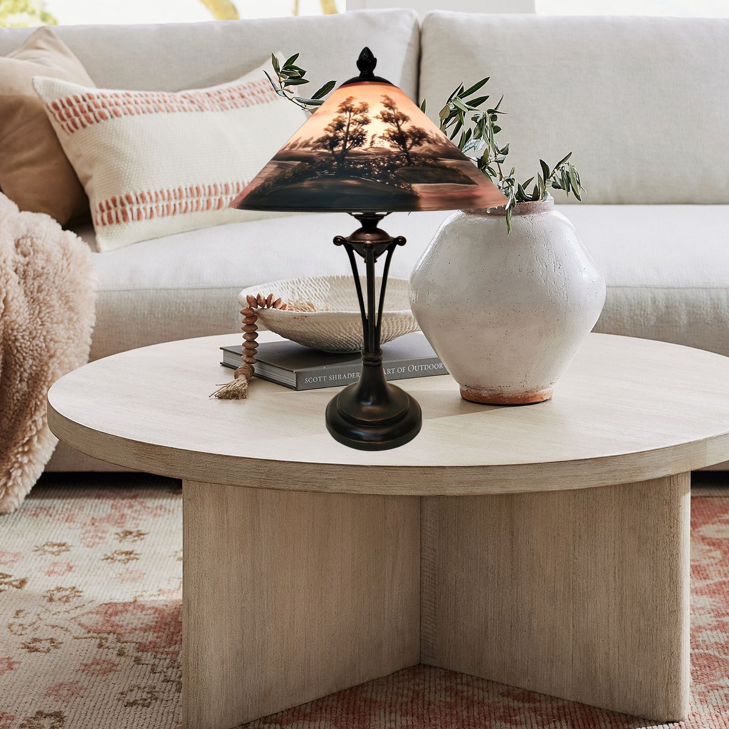 Hand Painted Handel Style Glass Table Lamp, HD1202