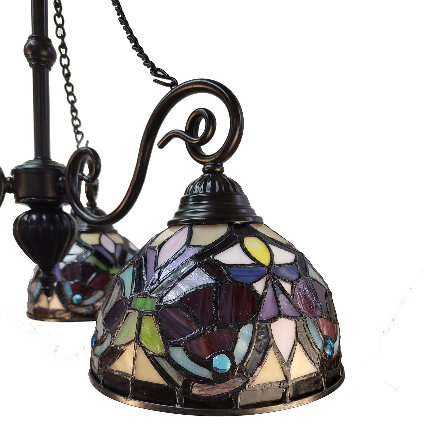 Tiffany Stained Glass 3-Light Glass Chandelier - H2556