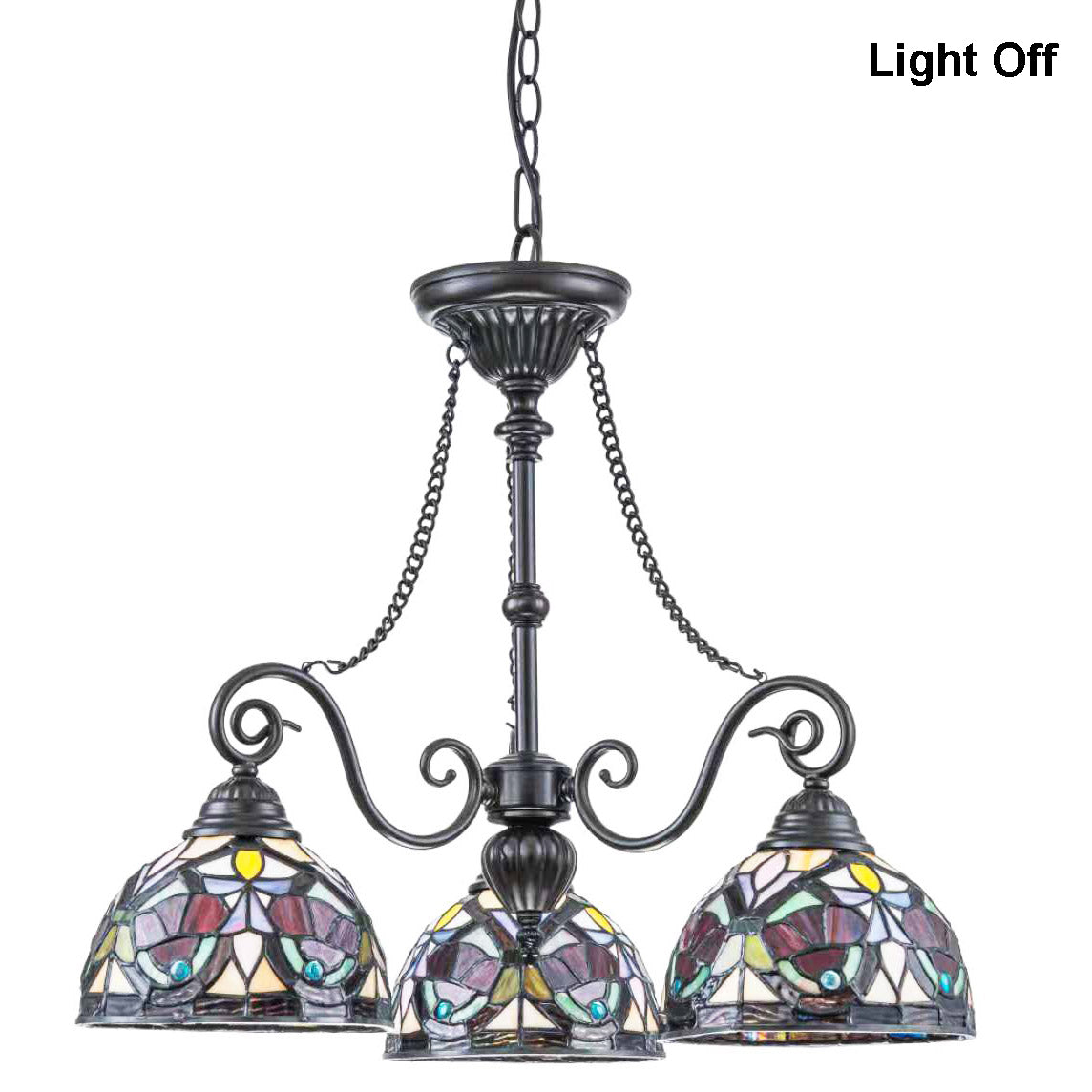 Tiffany Stained Glass 3-Light Glass Chandelier - H2556
