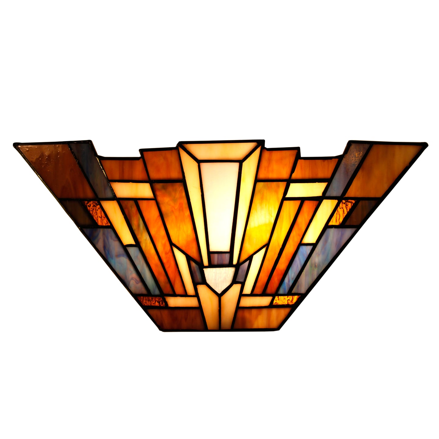 Stained Glass Wall Sconce, 2-Light Tiffany-Style Wall Sconce- JW1628 – 16” x 7” x 4”