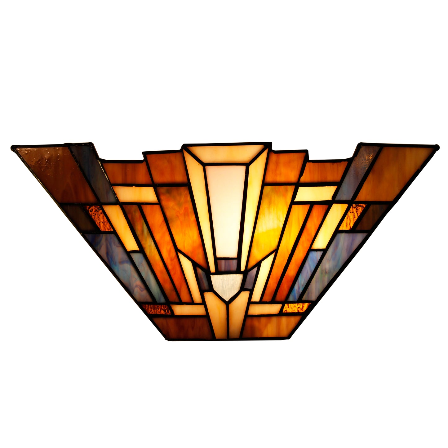 Stained Glass Wall Sconce, 2-Light Tiffany-Style Wall Sconce- JW1628 – 16” x 7” x 4”