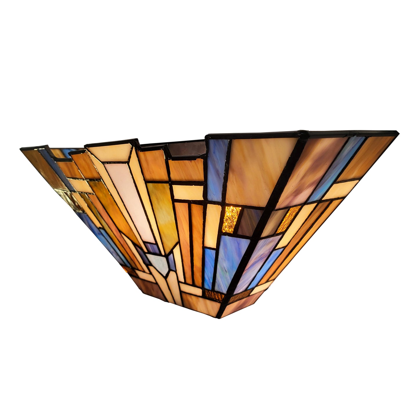 Stained Glass Wall Sconce, 2-Light Tiffany-Style Wall Sconce- JW1628 – 16” x 7” x 4”