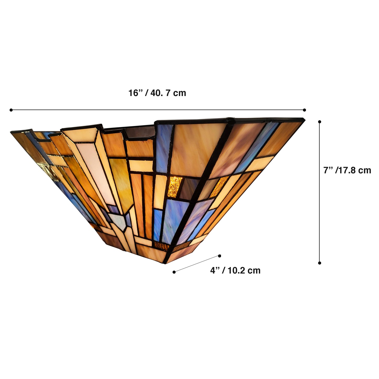 Stained Glass Wall Sconce, 2-Light Tiffany-Style Wall Sconce- JW1628 – 16” x 7” x 4”