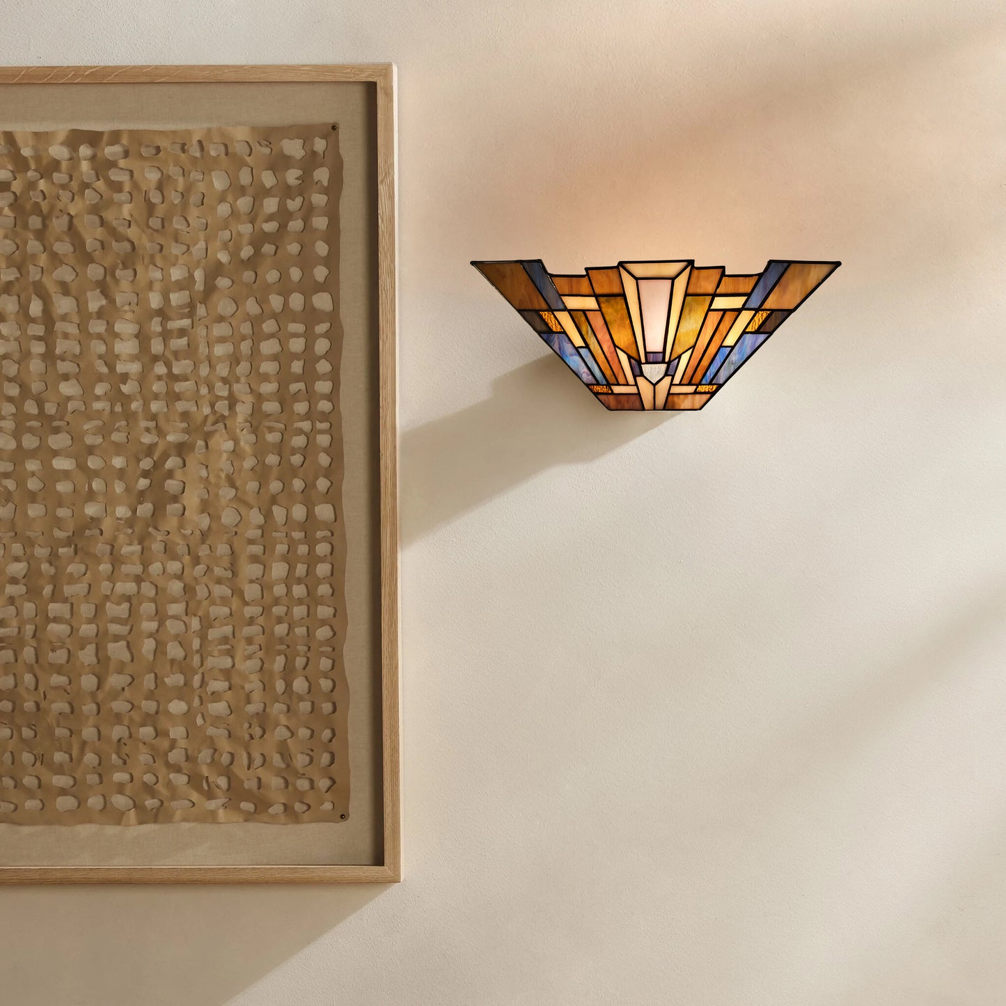 Stained Glass Wall Sconce, 2-Light Tiffany-Style Wall Sconce- JW1628 – 16” x 7” x 4”