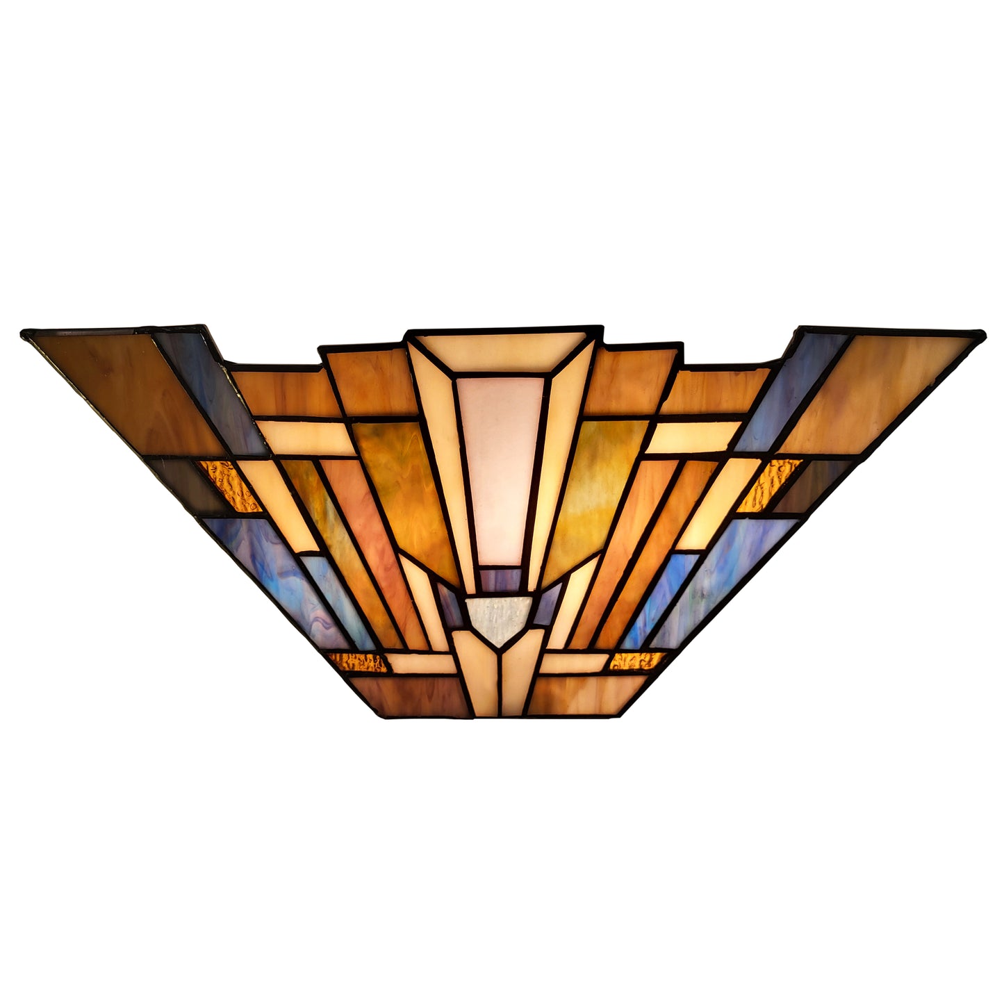 Stained Glass Wall Sconce, 2-Light Tiffany-Style Wall Sconce- JW1628 – 16” x 7” x 4”